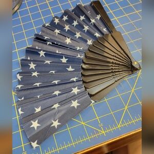 Patriotic Hand Fan Star Blue Fold Out Hand Fan 9 X 17